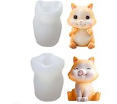 Molde de vela de silicona con forma de gato y oveja, perfecto para tartas, jabones, pudines y decoraciones.