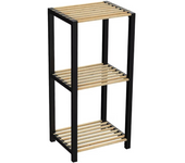 Mueble 3 Alturas Estantería De Baño Negro Natural Bambú Madera 78X38X29Cm