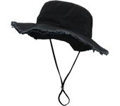 Sombrero de ala ancha de algodón para mujer con correa, sombreros flexibles de verano para mujer, plegables, sombrero de pescador con flecos lavados para mujer