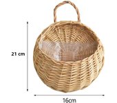 Hand Made Wicker Rattan Flower Planter Wall Hanging Wicker Rattam Basket Garden Vine Pot Plants Holder Garden Pots Wall Planter