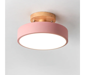 Lámpara De Techo Industrial Nórdica Para Entrada Sala De Estar Dormitorio Estudio Baño Luz Redonda De Madera Moderna