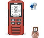 Detector de metales y paredes portátil multifuncional, escáner de potencia para cables y tuberías, detector de vigas 5 en 1, detector de tuberías de metal, apto para detectar metales, cables y madera (rojo)