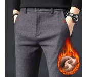 Men's Plush Thicken Winter Thermal Snow Warm Pants Comfortable Plush Fabric Trousers Straight Leg Narrow Leg Casual Pants Male