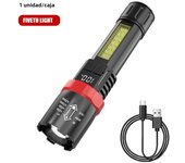 High power Led Flashlight 2000LM Tactical flashlight with display light side light USB rechargeable camping fishing emergency zo