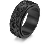 2PCS No 9 Anillo Spinner Negro para Hombr Mujer Cool Anillos Mal Ojo Acero Inoxidable Fidget Anillo Alivio Estrés Anillo