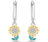 Hot Sale Fashion 925 Silver Earrings Sunflower Flower Four-Leaf Clover Island Spring Series Earrings Ladies Exquisite Birthday