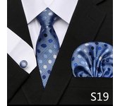 Hot Sale 7.5 cm Golden Striped Tie Hanky Cufflinks Set For Men Fit Formal Party Wedding Business Birthday Gift