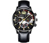 Reloj Hombre Deportivo con Calendario y 6 Agujas - Correa de Cuero Luminoso - Multifuncional