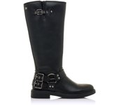 MTNG Botas Planas Mujer Negras con Cierre Cremallera y Puntera Redonda - Diseño en Color Negro