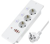 EU Desktop Built-in Power Supply Board with Individual Switches 4 USB Ports Quick Charge Power Adapter 2 metre Cable Extender