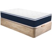 Vente-unique - Conjunto somier canapé de 90 x 190 cm en color natural claro + colchón de muelles ensacados y topper integrado de 24 cm de grosor - ALTIER de YSMÉE