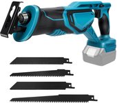 3200 RPM Sierra Eléctrica Sin Escobillas de 18V, Sierra Eléctrica para Madera, Metal, PVC, Materiales de Tubería, Corte con 4 Uds. De Hojas de Sierra para Batería Makita de 18V 350W Motor Sin Escobillas 28mm Carrera, Cambio Rápido Sin Herramientas