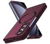 Funda magnética para Galaxy Z Fold 5 5G, ligera, ajustada, resistente a los golpes y a las caídas, para Samsung Galaxy Z Fold 5 5G, funda protectora rígida de policarbonato a prueba de golpes, color rojo vino 18-Z Fold5-15