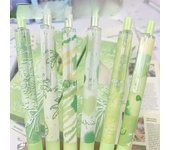 6pcs/set Black Ink Press Gel Pen ST Tip Good-looking Press Pen For School Office And Home for Girls Boys Women Men (Green)