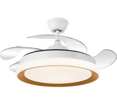 Ibelán - Ventilador de techo con luz Blanco-Oro retráctil