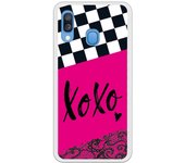 Funda compatible con Samsung Galaxy A20E - Diseño Xoxo fondo rosa