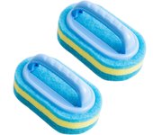 Cepillo de limpieza de esponja para cocina, baño, cepillo de esponja portátil con mango de plástico, 2 uds., cepillo de esponja multifunción