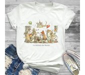Lovely Style Pet Print T-Shirt Crew Neck Casual Short Sleeve T-Shirt Spring Summer Women's Clothing Fashion Simple Short Sleeve