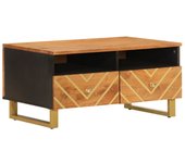 vidaXL Mesa de centro madera maciza mango negro y marrón 80x54x40 cm Mesita de Salón o Comedor o Auxiliar Mesa de Café Meuble Salón