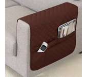 1PC Water Repellent Sofa Armrest Cover Double Pocket Sofa Side Cover Solid Color Plaid Chair Armrest Storage Bag for Living Room