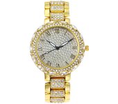 Reloj para mujer con letras romanas, estrellas y piedras brillantes, movimiento de cuarzo, un reloj de lujo para la mujer