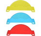 coladores de plástico en forma de media luna para ollas, escurridores y coladores.