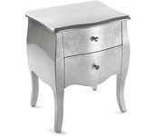 Versa Cagliari Mesilla de noche Mesa pequeña o auxiliar para el Dormitorio o Salón, con 2 cajones, Medidas (Al x L x An) 60 x 39 x 50 cm, Madera, Color Plateado