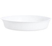 Luminarc Fuente Horno Opal 28CM Blanco Con Relieve Fabricado en Francia Fácil de Limpiar Apilable Apto Frigorífico