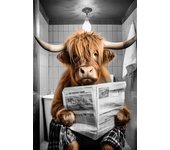 Cute and Funny Poster Cow on a Toilet Canvas Painting Bubble Bath and Wine Prints Black and White Wall Art Home Bathroom Decor
