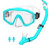 Zenyth Conjunto de esnórquel para niños Sambo, esnórquel complete Seco, Gafas de Buceo antivaho, equipo para niños y niñas, Azul Naranja