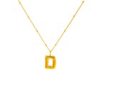 Peri'sBox Vintage Titanium Steel Exquisite Bubble Thick Letter Pendant Necklace for Women 18K Gold Plated Charm Fashion Necklace