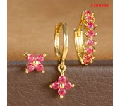 3PCS Stainless Steel Multicolor Crystal Hoop Earrings Set For Women Zircon 18K Gold Plated Huggie Pendant Piercing Jewelry