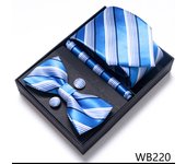 Solid Color Holiday Gift Tie Handkerchief Pocket Squares Cufflink Set Necktie Box Dark Blue Man Fit Formal Party Easter Day