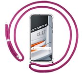 Funda Colgante Transparente para Realme GT Neo 3 5G con Cordon Rosa Fucsia