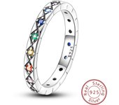 Original 925 Sterling Silver Ring For Woman Pave Setting Trendy Finger Ring Fine Jewelry