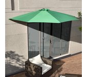 [casa.pro] Sombrilla de media pantalla con manivela verde Ø300cm para jardín, terraza