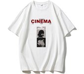 Hirsionsan Cinema Letter Printed T Shirt Women Summer Cotton Soft Short Sleeve Tee Female Oversized Higt Street Gothic Top