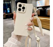 Crossbody Lanyard Matte Silicone Soft Phone Case for iPhone 16 15 11 12 13 14 Pro Max XR X S Four Hang Hole Shoulder Strap Cover