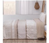 Edredón Sherpa Manterol DOKO 065 Beige - Suave y Cálido con Reverso de Borreguito, Incluye Fundas de Cojín - Ideal para Invierno