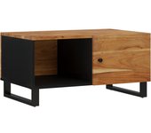 vidaXL Mesa de centro madera maciza mango y contrachapada 80x50x40 cm Madera clara, Marrón, Multicolor Mesita de Salón o Comedor o Auxiliar Mesa de Café Meuble Salón