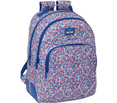 MOCHILA GRANDE "FLORES COIMBRA AZUL" 32X42X15 CM (Safta 103799)