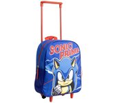 Mochila Escolar Estilo Trolley de Sonic - Color Azul - 25x10x29 cm - Mochila de Carro Fabricada en Poliéster - Incluye Tacos Antideslizamiento