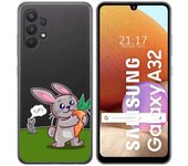 Tumundosmartphone Funda Gel Transparente para Samsung Galaxy A32 4G diseño Conejo Dibujos