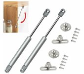 Amortiguador de gas de 2 piezas en ABS y aleación de zinc 100N Amortiguador de puerta de cocina duradero Amortiguadores de gas antioxidantes con 5 tornillos Ángulo máximo de 100 grados para levantar la puerta del gabinete de cocina, -