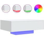 vidaXL Mesa de centro con luces LED 85x55x31 cm Blanco, Negro, Roble Sonoma Mesita de Salón o Comedor o Auxiliar Mesa de Café Meuble Salón