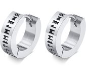 Vnox Men Norse Viking Runes Hoop Earrings,13mm Stainless Steel Huggie Ear Gifts Jewelry for Male Boys