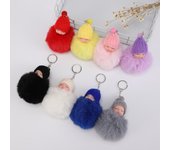 8pcs Sleeping Doll Fur Ball key Chain Men And Women Fashion Mobile Phone Car plush Doll Bag Accessories Pendant, Holiday Gift