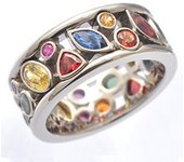 Huitan Colorful Women Hollow Out Geometric Stone Rings Cocktail Party Female Finger Ring Fancy Stylish Rings Jewelry Wholesale