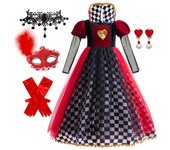 Kids The Red Queen Cosplay Dress Halloween Party Mother And Girl Family Matching Outfits Long Sleeve Sequin Princess Costume