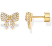 Pendientes de plata esterlina chapados en oro de 14 quilates para mujeres | Joyería de perforación de cartucho de hépiece | Palmera arco flor Bumble Bee estrella Martini trébol espoleta Smiley Rose